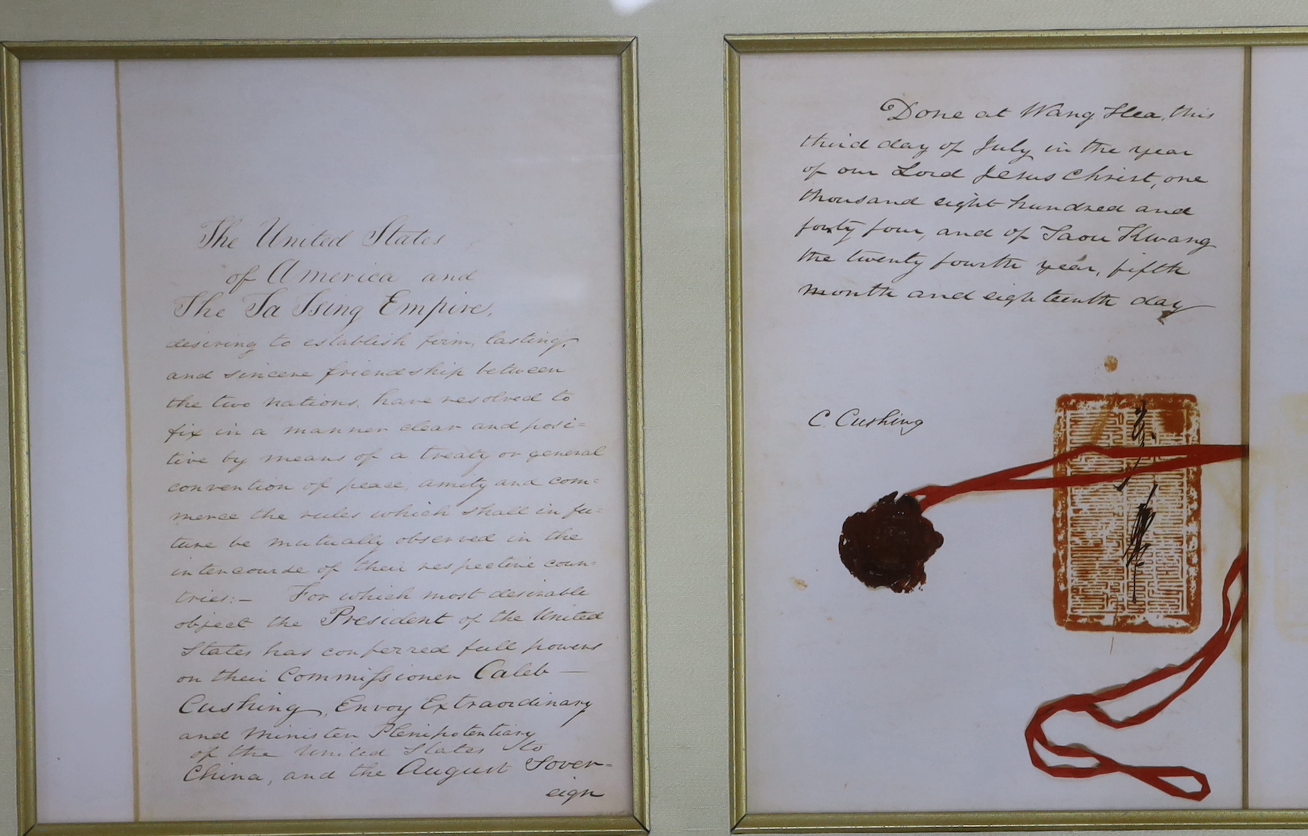 Four facsimiles of USA / China trade agreements for 1844 and 1979